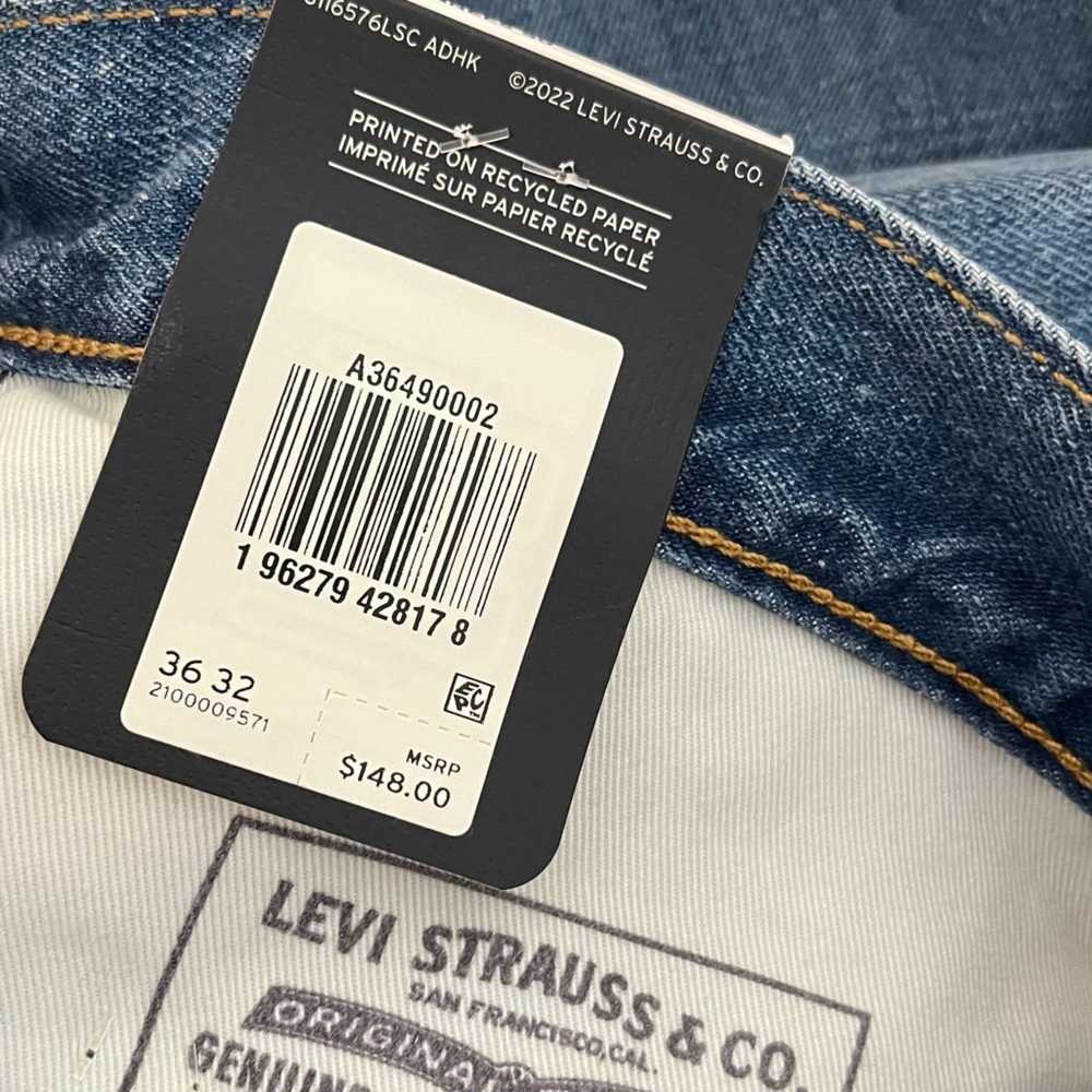 NWT Levi's 50s Straight Denim Jeans Medium Rinse Blue Size 36 - Picture 8 of 11